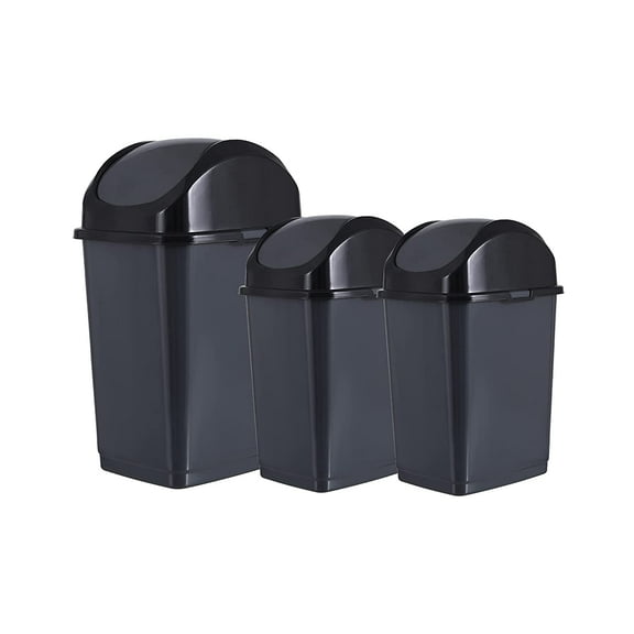 Superio Swing Top Trash Can Set - Grey (3 Pack- 5 Qt, 10 Qt)