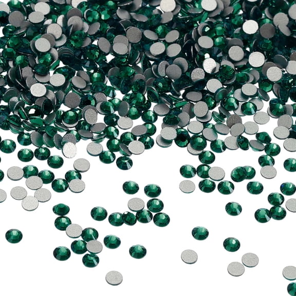 Uxcell SS3 Round Flatback Rhinestones 1.2-1.4mm Crystal Glass Gems Diamonds for DIY Crafts Clothes Shoes Nail Art Decoration, Dark Green 2880Pcs