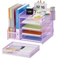 thumbnail image 4 of Rose Gold Desk Organizer with File Holder, 5-Tier Paper Letter Tray Organizer and Drawer, Mesh Desktop Storage with Magazine Holder for Office Supplies, 4 of 7
