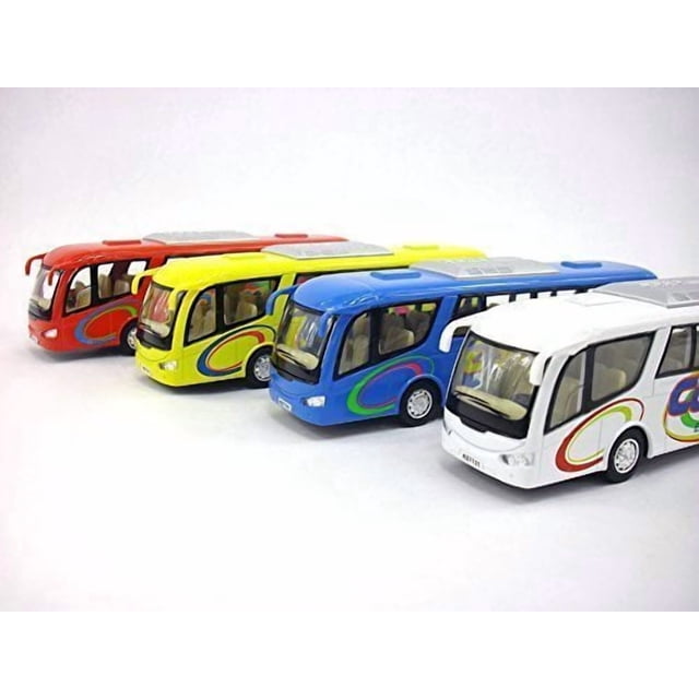 Juego de 4 juguetes metálicos plegables en forma de autobús KinsFun Pavlysh