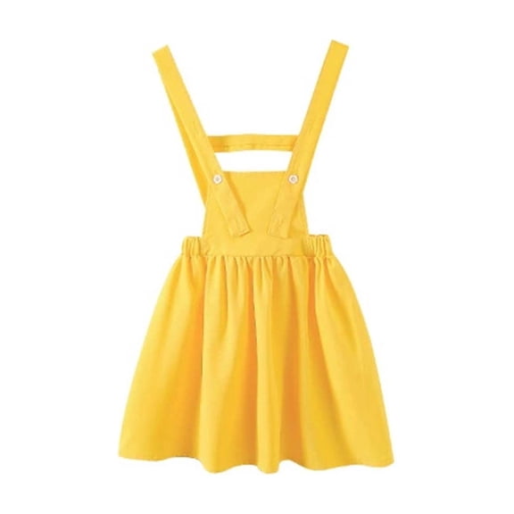 Likimi Toddler Girls Summer Dress Solid Color Square Neck Sleeveless Cute Fashionable Dresses Yellow Size 3-4 Years