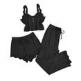 thumbnail image 2 of Pajamas for Women Set 3 Piece Lace V Neck Tank Top Shorts Loungewear Suit Black L, 2 of 3