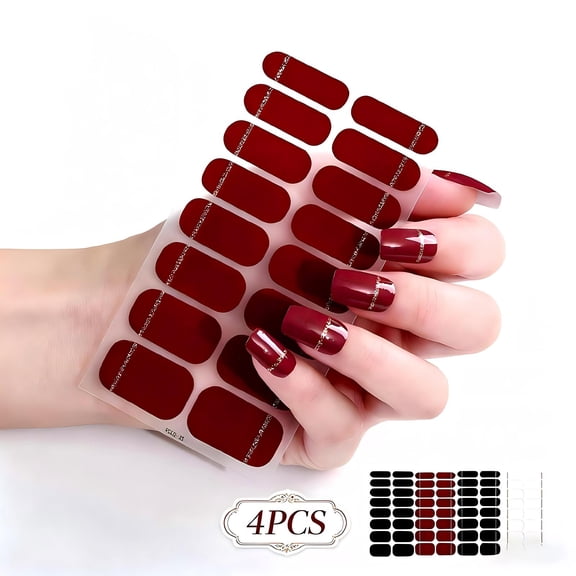 4PCS Gel Nail Polish Strips, 4 Styles Self-Adhesive Glitter Line Nail Wraps, Nail Art Decals for DIY Manicure, Nail Accessories for Women