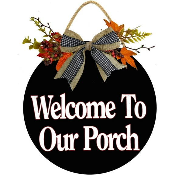 Eveokoki 12" Welcome To Our Porch Sign,Rustic Wooden Door Sign,Farmhouse Wall Decor ,Rustic Wood Home Sign,Rustic Door Decor,Wall Art,Wall Sign