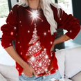 thumbnail image 1 of Chandail en Molleton Chandail à Capuchon Mode Femme Imprimé de Noël Ample Col Rond Manches Longues Blouse avec Poche Hauts Chandails en Molleton Femmes en Liquidation, 1 of 6