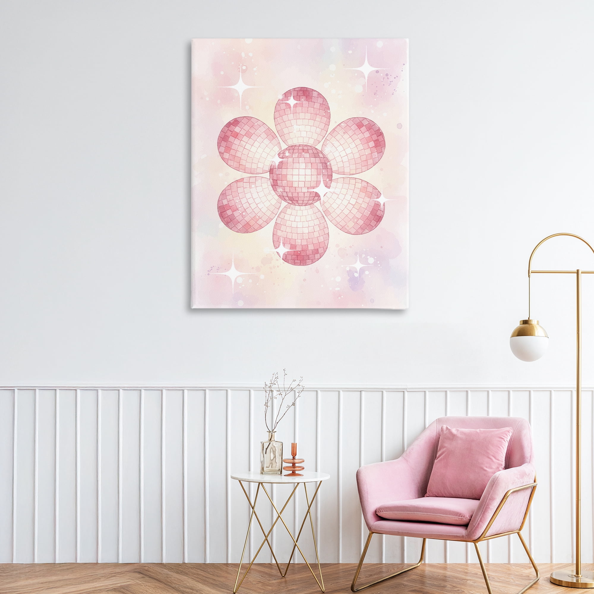 Stupell Industries Dreamy Pink Disco Ball Flower Canvas Wall Art, design by Lil' Rue