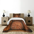 thumbnail image 4 of Ambesonne Rustic Wall Quilted Bedspread Set 2 Pcs, Brickwork, Twin Size, Orange Dark Orange, 4 of 5