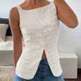 thumbnail image 2 of ZOELNIC Womens Vest Top Trendy Button Up Tank Tops Asymmetrical Y2k Going Out Top, S, 2 of 7