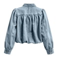 thumbnail image 4 of Uaswgudfs Women's Winter Cropped Denim Jacket Long Sleeve Button Up Casual Jean Jacket with Puff Sleeves Vintage Fashion Top for Daily Streetwear, 4 of 7