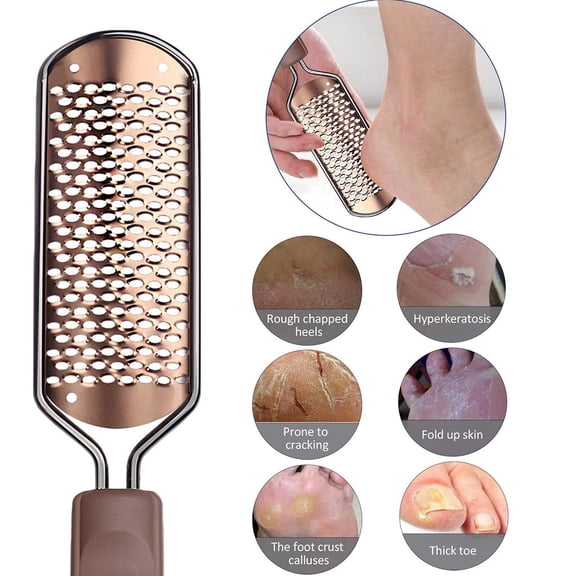 Pedicure Foot File - Callus Remover Large Foot Rasp, Stainless Steel Foot Scrubber, Adults-Soft Feet, Ergonomic Non-Slip Handle, Wet & Dry Use, Salon-Quality at Home, DIY Foot Makeup Organizers