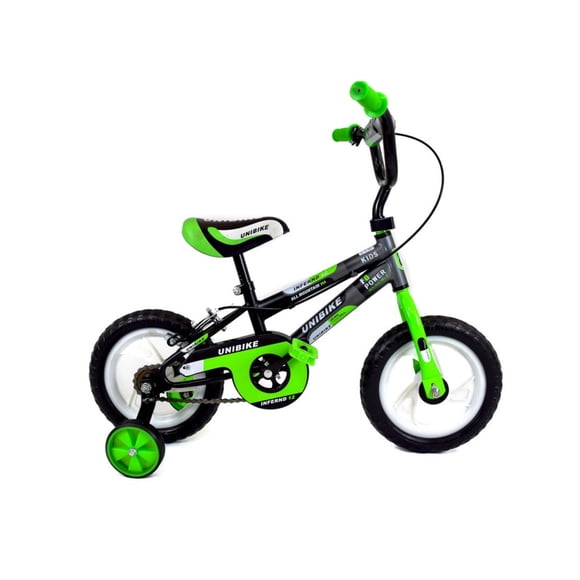 Bicicleta Infantil Unibike rodada 12 con ruedas de entrenamiento Verde 12