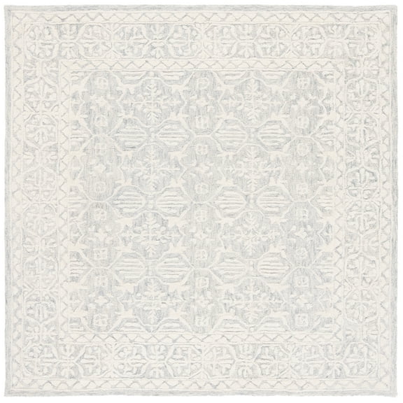 SAFAVIEH Metro Lorenzo Medallion Area Rug, Light Grey/Ivory, 6' x 6' Square