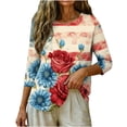 thumbnail image 7 of Lorytime Tshirts Shirts for Women 4th of July Tops Patriotic Graphic Outfits Lorytime 3/4 Sleeve Holidays Clothes, 7 of 7