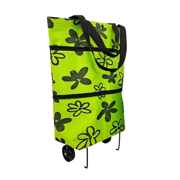 2 In 1 Portable Shopping Trolley Cart 23 Liters Lightweight Wheeled Grocery Carrier 12.5kg Weight Capacity