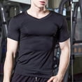 thumbnail image 2 of AHTJRT Men's Slim Fit Crew-Neck Undershirt Short Sleeve Body Shaper T-Shirt Comfortable Men's Underwear Black S, 2 of 9