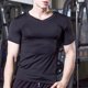 thumbnail image 2 of Camisas de Manga Corta de los Hombres Color Sólido Secado Deporte Tren Cuello en V, Spandex de Poliéster Ligero para el Ejercicio Y el Uso Diario, 2 of 9