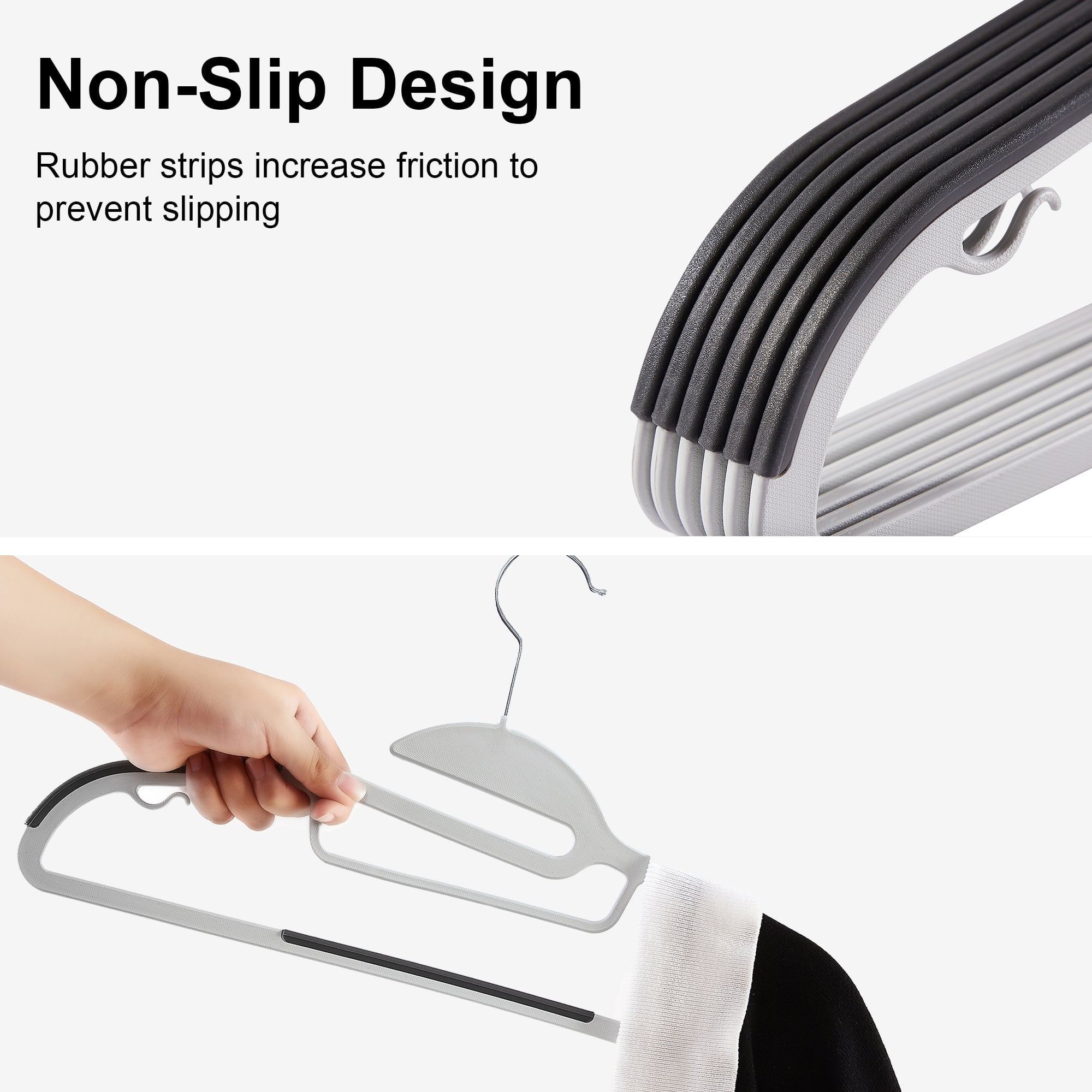 VECELO 50 Pack Heavy Duty Plastic Hangers, 360º Swivel Hook Coat Hangers, Non-Slip, Space-Saving, Dark Gray