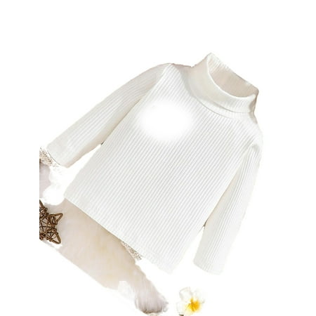

Casual Cartoon High Neck Tee Long Sleeve White Baby Tops (Baby s)