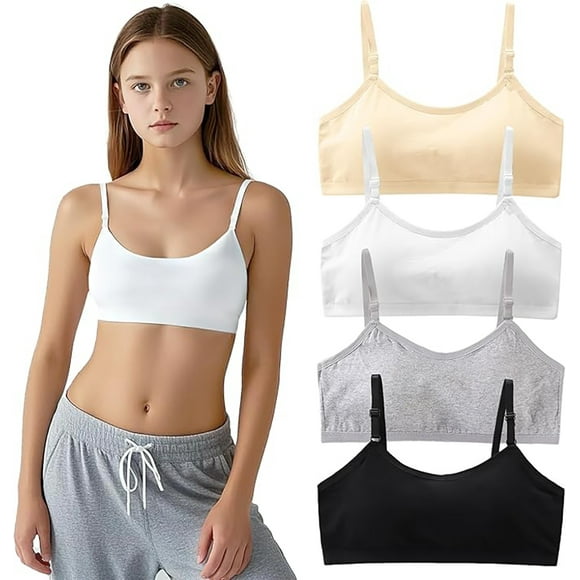 Girl Bra Training Bra Fit for 12-16 Years Teen Girls Cotton Breathable Training Bras Elastic Shoulder Straps with Adjustable Straps