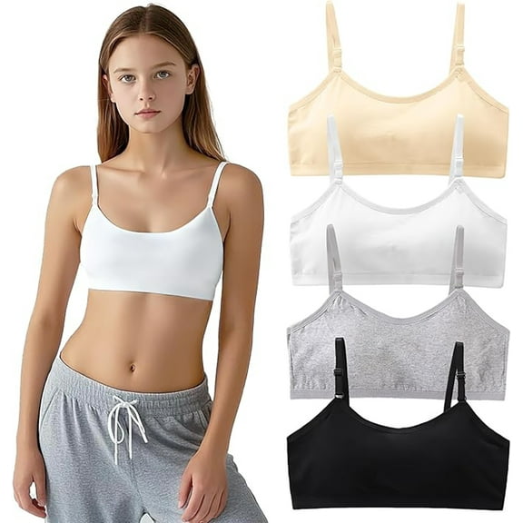 Teen Girls' Training Sports Bras Crop Cami Removable Padding Flex Fit Seamless Big Girls Bra 10-16