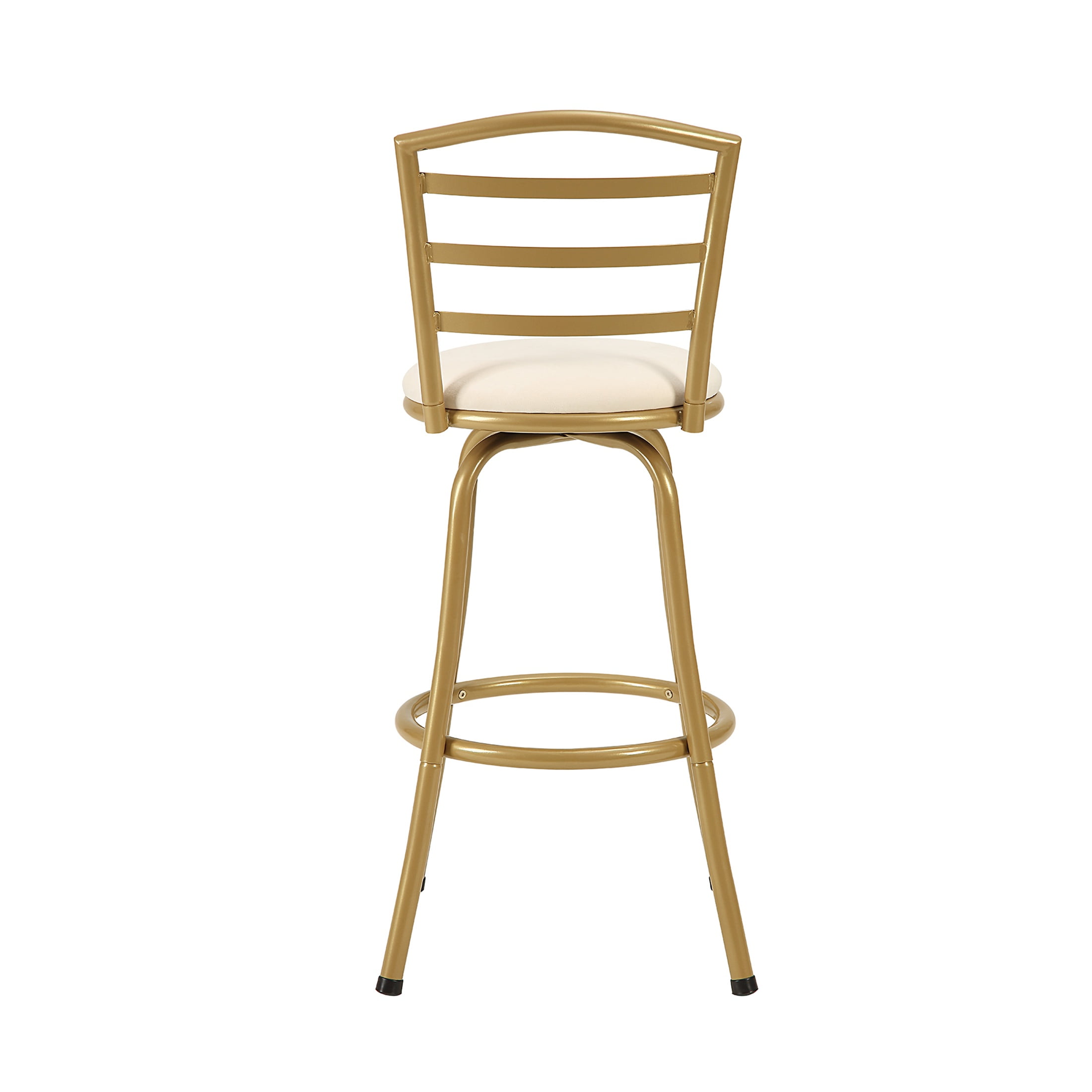 Mainstays 3 Pack Indoor Adjustable 24" or 29" Swivel Gold Metal Barstool, Cream Seat