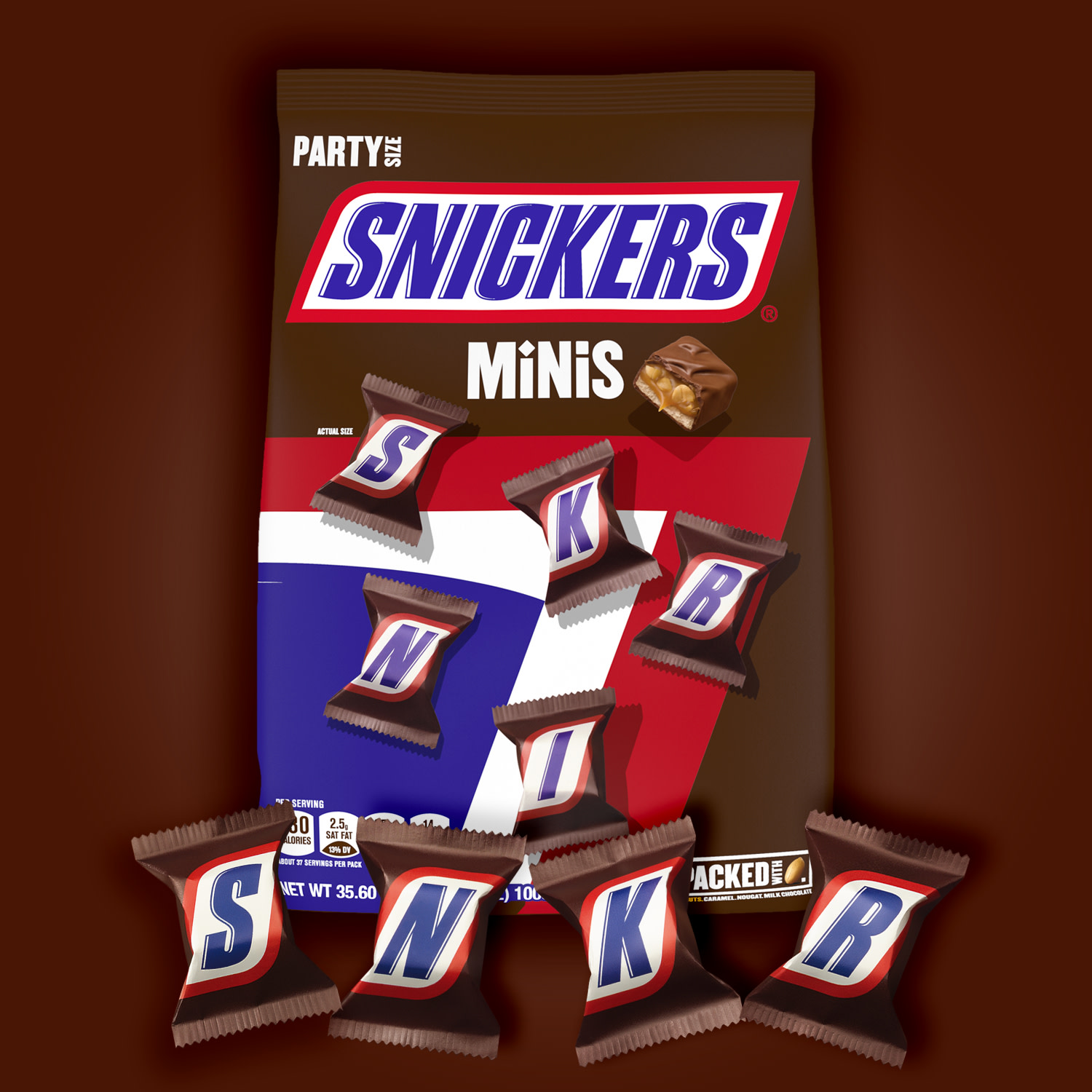 Snickers Minis Size Chocolate Candy Bar Bulk Assortment - 35.6 oz Bag - image 3 of 14