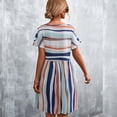 thumbnail image 3 of Robe d'Été, Simple Ronde Cou Type Lose Robe d'Été Décontractée Manches Courtes pour l'École Orange Blanc L, 3 of 5