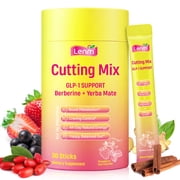 Cutting Drink Mix Powder - with Berberine, Yerba Mate, 5-HTP & FOS - Craving + Metabolic Wellness Support, Strawberry Acai Flavor, 30P