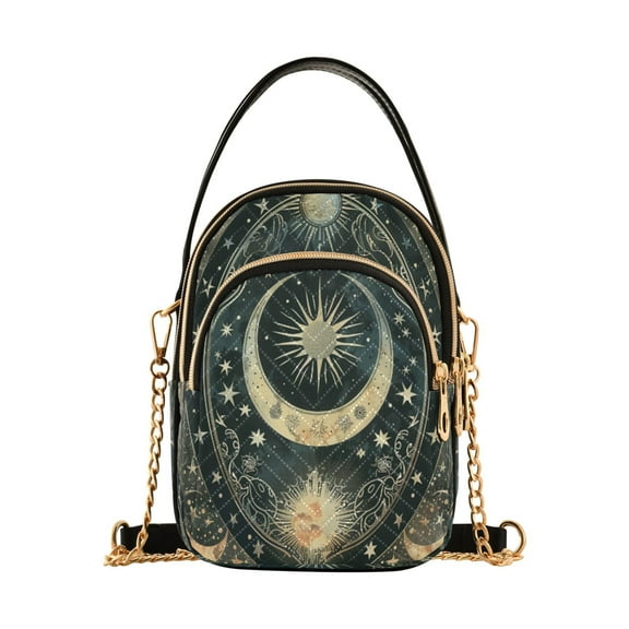 ALAZA Chain Crossbody Bags for Women Magical Bohomia Moon and Star Shoulder Handbag Phone Purse