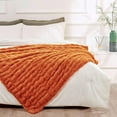 thumbnail image 6 of Home Soft Things Stretchy Solid Color Faux Fur Throw Blanket with Micromink Back, Luxury Soft Cozy Plush Fluffy Fuzzy Reversible Thick Warm Throw Blanket, 60x70 inches, Burnt Orange, 6 of 9
