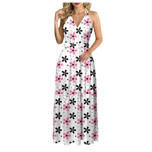 TJAZFJPA Going Out Dresses for Women Women Dresses Summer Sleeveless Maxi Dress Casual Tiered Flowy Beach Long Dress Casual Dress Satin Slip Dress