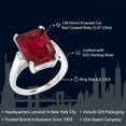 thumbnail image 2 of Gem Stone King 5.07 Cttw Red Created Ruby Engagement Ring for Women | 925 Sterling Silver| Emerald Cut 14X10MM | Gemstone July Birthstone | Size 7, 2 of 5