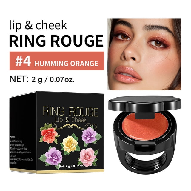EGNMCR 2-in-1 Ring Rouge Lip and Cheek Color Portable Shiny Tint for Multi-Use Makeup lips care