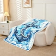 thumbnail image 2 of Nautical Anchor Throw Blanket Blue Ocean Theme Throw 50"X60" Fleece Blanket Bed,Coastal Sea Adventure Sherpa Blanket Hemp Rope Anchor Fuzzy Blanket Room Decor, 2 of 6