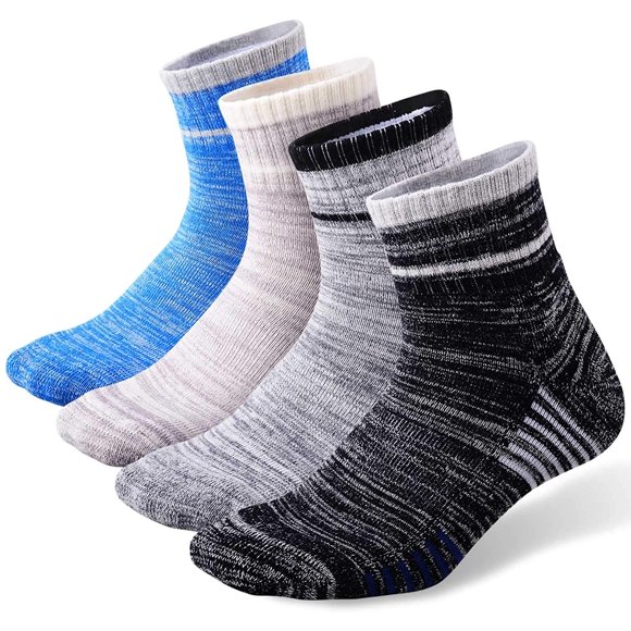 Yoyoo 8 PYoyoors Yoyoo's Hiking Walking Socks, Multi-pack Wicking Cushioned Outdoor Recreation Crew Socks(Black/Light Gray/Dark Gray/Blue)