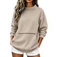 thumbnail image 2 of VBVC Women's Mock Neck Stretchy Sweatshirt , Fall Winter Pullover For Women , Ladies' Long Sleeve Hoodie with Zip Pocket , S-2XL, 2 of 8