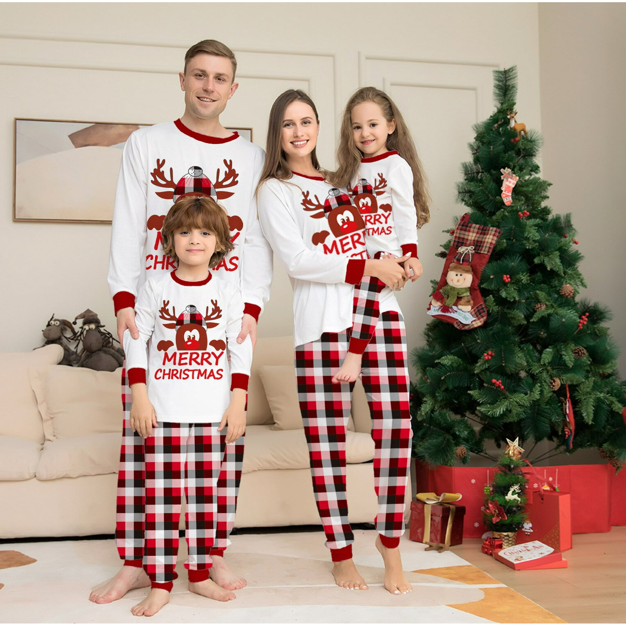 Koolyou New Year Clothes 2022 Christmas Pajamas Parent Child Matching Outfits Xmas Family Look Gift Cartoon Print Pyjamas Soft Homewear Other