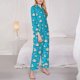 thumbnail image 3 of Balery Hippo In Water Head Conjunto de Pijama con Estampado para Mujer, Conjunto de Dos Piezas con Manga Larga, Ropa de Dormir Suave con Bolsillos, Pijamas Cómodos-X-Large, 3 of 7