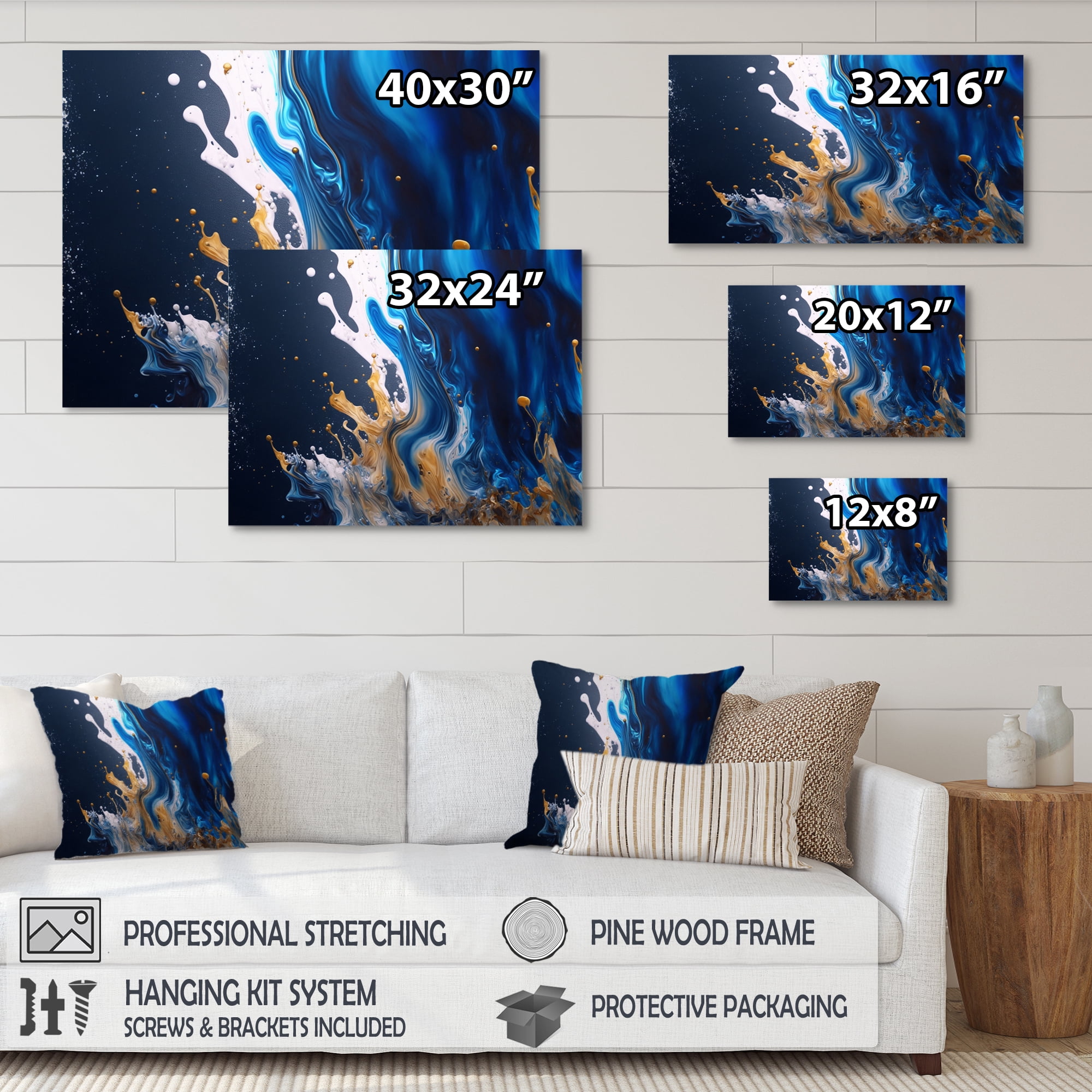 Designart Ice Paint Splash I Canvas Wall Art