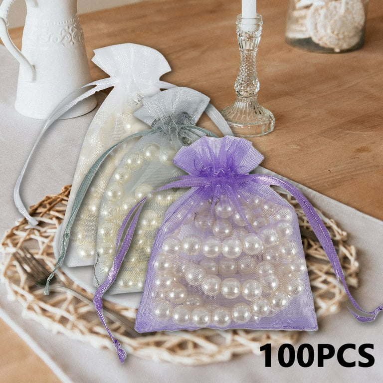 Harupink 100PCS Small Organza Favour Pouches Gift Bag Voile Net