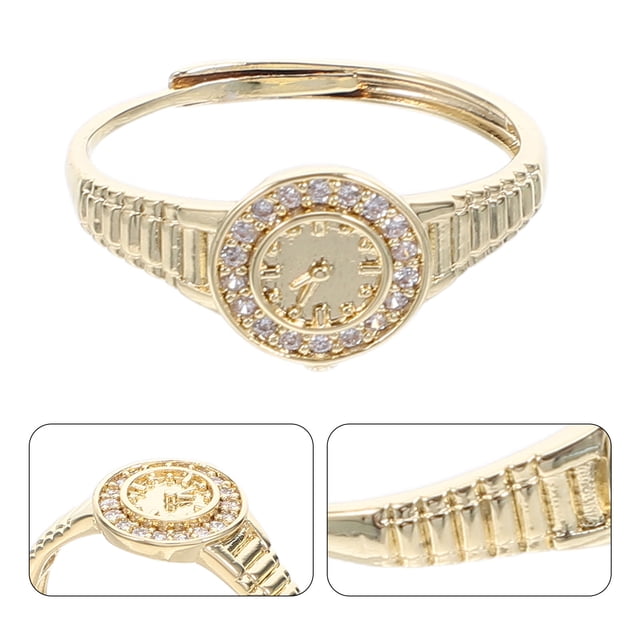 unbranded Anillo Abierto Ajustable Dorado Con De Clásico Para Mujer