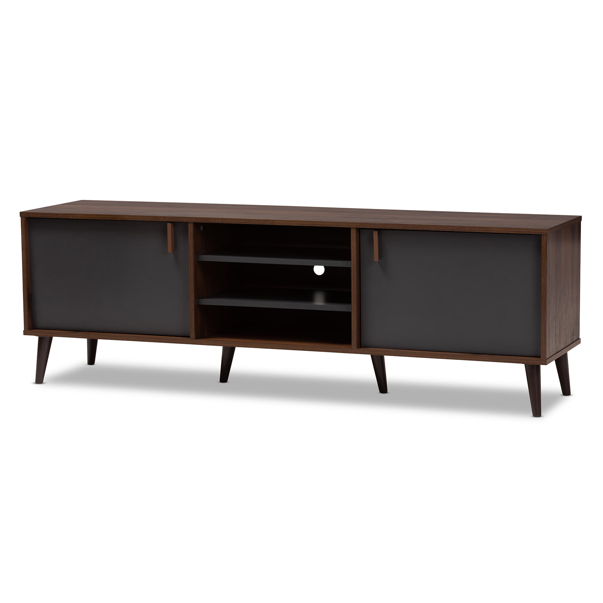 Baxton Studio Samuel MidCentury Modern Brown and Dark Grey Finished TV