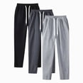 thumbnail image 6 of NOLDARES 3 Pack Men's Big and Tall Sweatpants Wide Leg Open Bottom Baggy Joggers Casual Drawstring Pants with Pockets,Black,S, 6 of 8