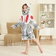 thumbnail image 4 of FORMRS Niños Bathrobe Unisex Hooded Robe Soft Plush Pajamas Sleepwear, Size 4-6T, White Streets, 4 of 7