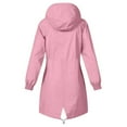 thumbnail image 4 of Rain Jacket Women Long Lightweight Waterproof Rain Coats Plus Size Windbreakers Raincoat Outdoor Travel Hooded Jacket Pink 2XL, 4 of 7