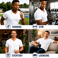 thumbnail image 3 of Cottmark Men’s V-Neck Classic Soft T-Shirt, White, Size 2XL, 3-Pack, 3 of 10