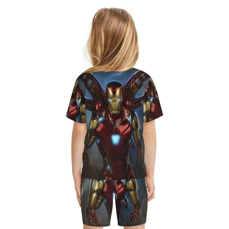 Kids Iron Man Pajamas Set Cartoon Shirts And Short Set Summer Pajama Pants Set For Boys Girls Walmart