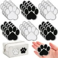 thumbnail image 1 of 24 parches autoadhesivos con estampado de huellas de chenilla, parches para planchar con estampado de huellas de perros y gatos (blanco, negro con borde plateado), 1 of 5