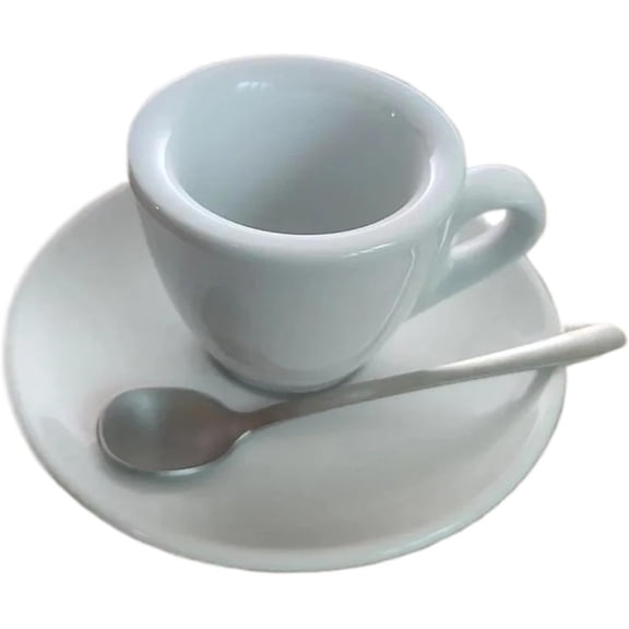 60ml Italian Espresso Cup Saucer Set Professional Contest Level Latte Coffee Mug Ceramic Thick Cappuccino Tumbler(White)