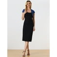 thumbnail image 3 of Satén Shrug Bolero Cap Sleeve Business Open Front Crop Cardigan para mujer Azul XL, 3 of 6